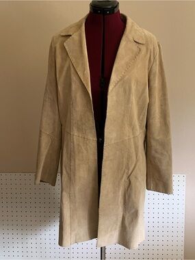 Coldwater Creek Suede Trench Coat in Tan